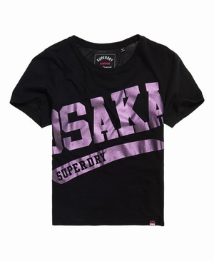 Superdry Osaka Boxy Női Pólók Fekete | NVZLP5412